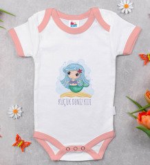 BK Kids Küçük Deniz Kızı Tasarımlı Pembe Bebek Body Zıbın-1