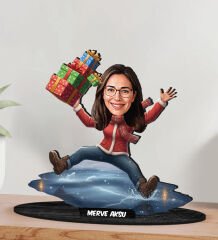 BK Gift Kişiye Özel Kadın Yılbaşı Tasarımlı Karikatür Biblo -8, Yılbaşı Hediyesi, Yeni Yıl Hediyesi