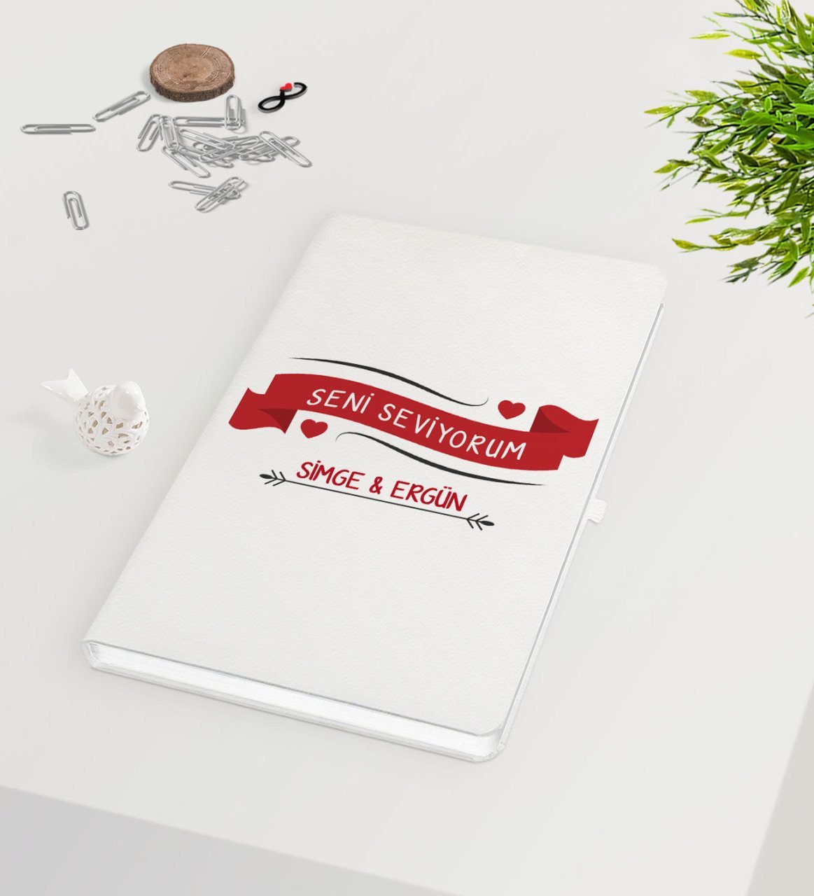 Kişiye Özel Sevgililer Günü Beyaz Defter-56