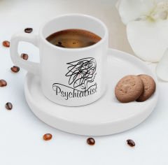 BK Gift Kişiye Özel Sunum Tabaklı Psikiyatrist Tasarımlı Kahve Fincanı-2, Sevgiliye Hediye, Arkadaşa Hediye, Psikiyatrist Hediye