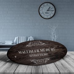Kişiye Özel Mesleki Mali İşler Müdürü Ahşap Oval Masa İsimliği - 3