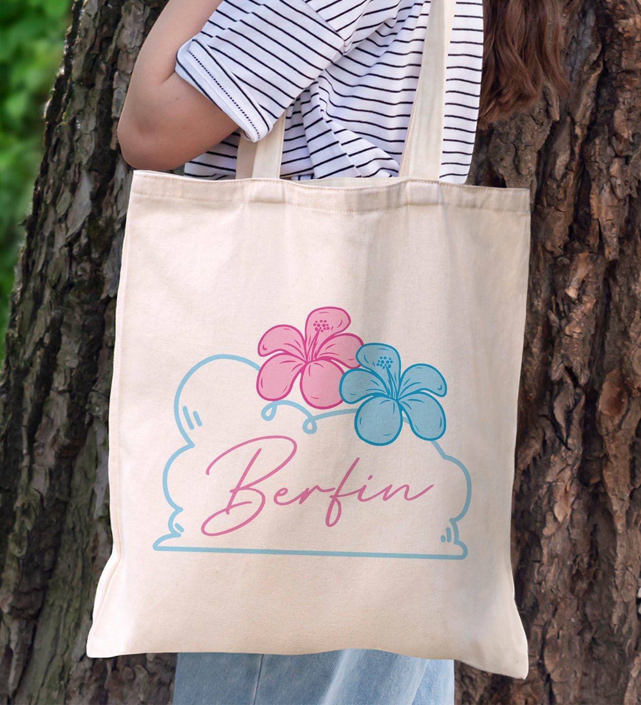 BK Gift Kişiye Özel Yaz Temalı İsimli Kanvas Bez Plaj Çantası, -4  Baskılı Omuz Çantası, Alışveriş Çantası, Arkadaşa Hediye