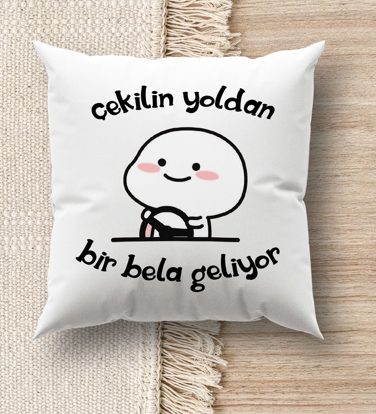 BK Gift Esprili Beyaz Kırlent Yastık, Ev Hediyesi, Ev Dekorasyonu, Dekoratif Hediye-4