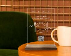 BK Gift Restoran & Cafe & Barlara Özel Ahşap Standlı Pleksi QR Kod Menü, Cafe&Bar için QR kodlu Tabela, QR kodlu Masa Dekoru-  10 ADET-8