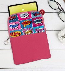 BK Gift Pop Art Tasarımlı Taşınabilir Koruyucu Tablet Kılıfı & Organizer Çanta - Pembe-12