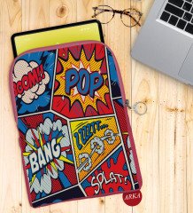 BK Gift Pop Art Tasarımlı Taşınabilir Koruyucu Tablet Kılıfı & Organizer Çanta - Pembe-12