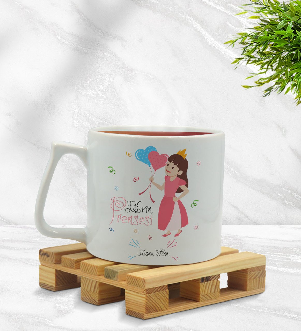 Kişiye Özel Evin Prensesi Tasarımlı Middle Beyaz Kupa Bardak Model 2