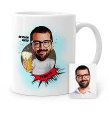 Kişiye Özel Şerefe Karikatür Beyaz Kupa Bardak - 1