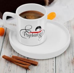 BK Gift Kişiye Özel Sunum Tabaklı Psikiyatrist Tasarımlı Kahve Fincanı-4, Sevgiliye Hediye, Arkadaşa Hediye, Psikiyatrist Hediye