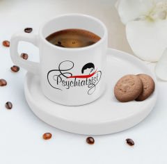 BK Gift Kişiye Özel Sunum Tabaklı Psikiyatrist Tasarımlı Kahve Fincanı-4, Sevgiliye Hediye, Arkadaşa Hediye, Psikiyatrist Hediye