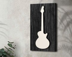 BK Gift Kabartma Gitar Tasarımlı Siyah(Ebony) Ahşap Tabela, Home Bar Tabela, Rustik Ev Dekorasyonu, Duvar Dekoru-1