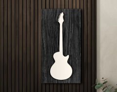BK Gift Kabartma Gitar Tasarımlı Siyah(Ebony) Ahşap Tabela, Home Bar Tabela, Rustik Ev Dekorasyonu, Duvar Dekoru-1