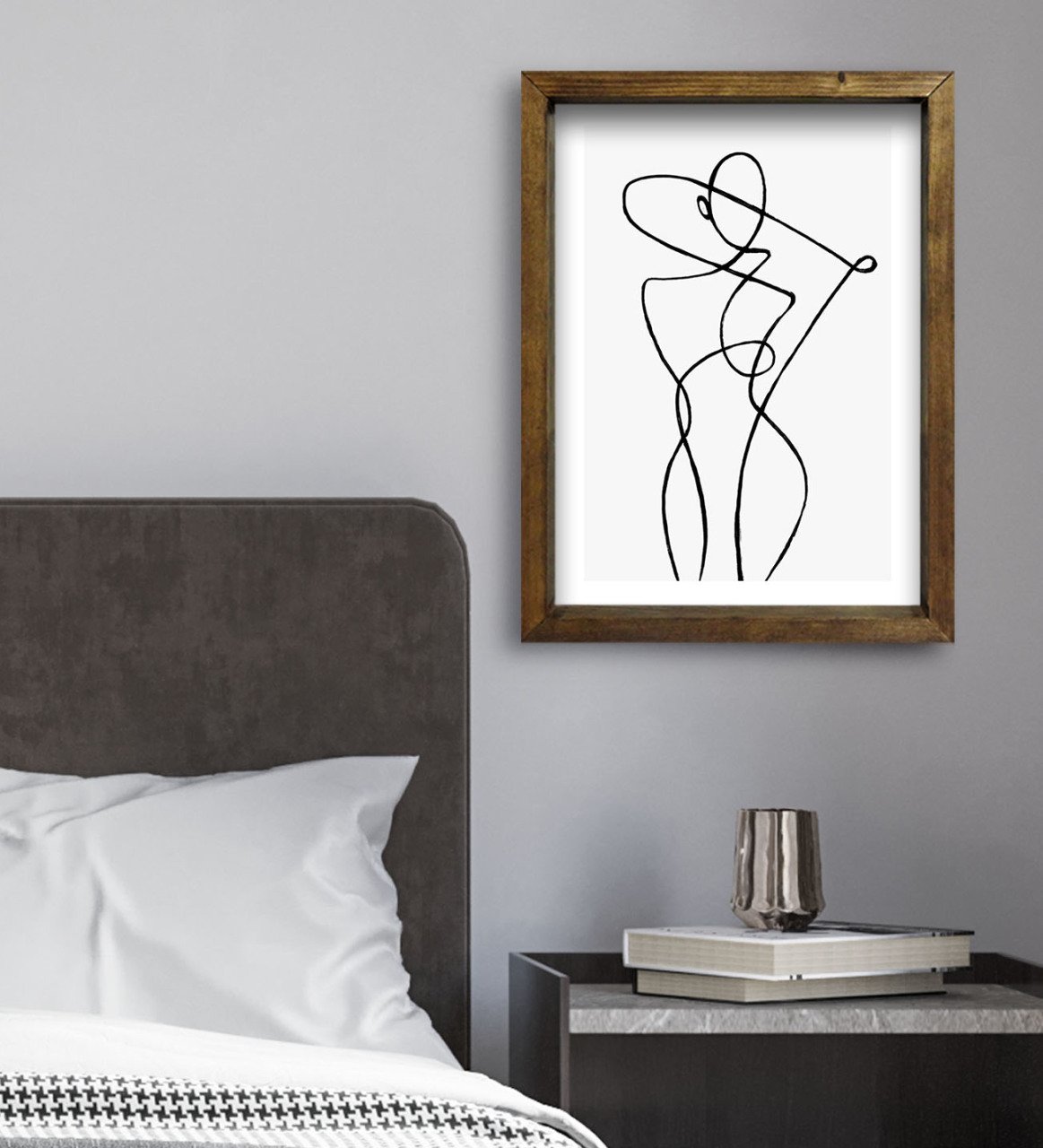 BK Gift Yatak Odası Konseptli Doğal Masif Ahşap Çerçeveli Tablo 45x65cm-1