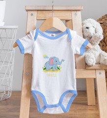 BK Kids Kişiye Özel İsimli Mavi Bebek Body Zıbın ve Mama Önlüğü Hediye Seti-19
