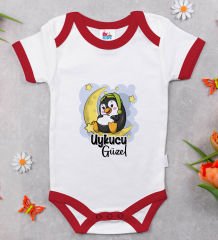 BK Kids Uykucu Güzel Tasarımlı Kırmızı Bebek Body Zıbın-1