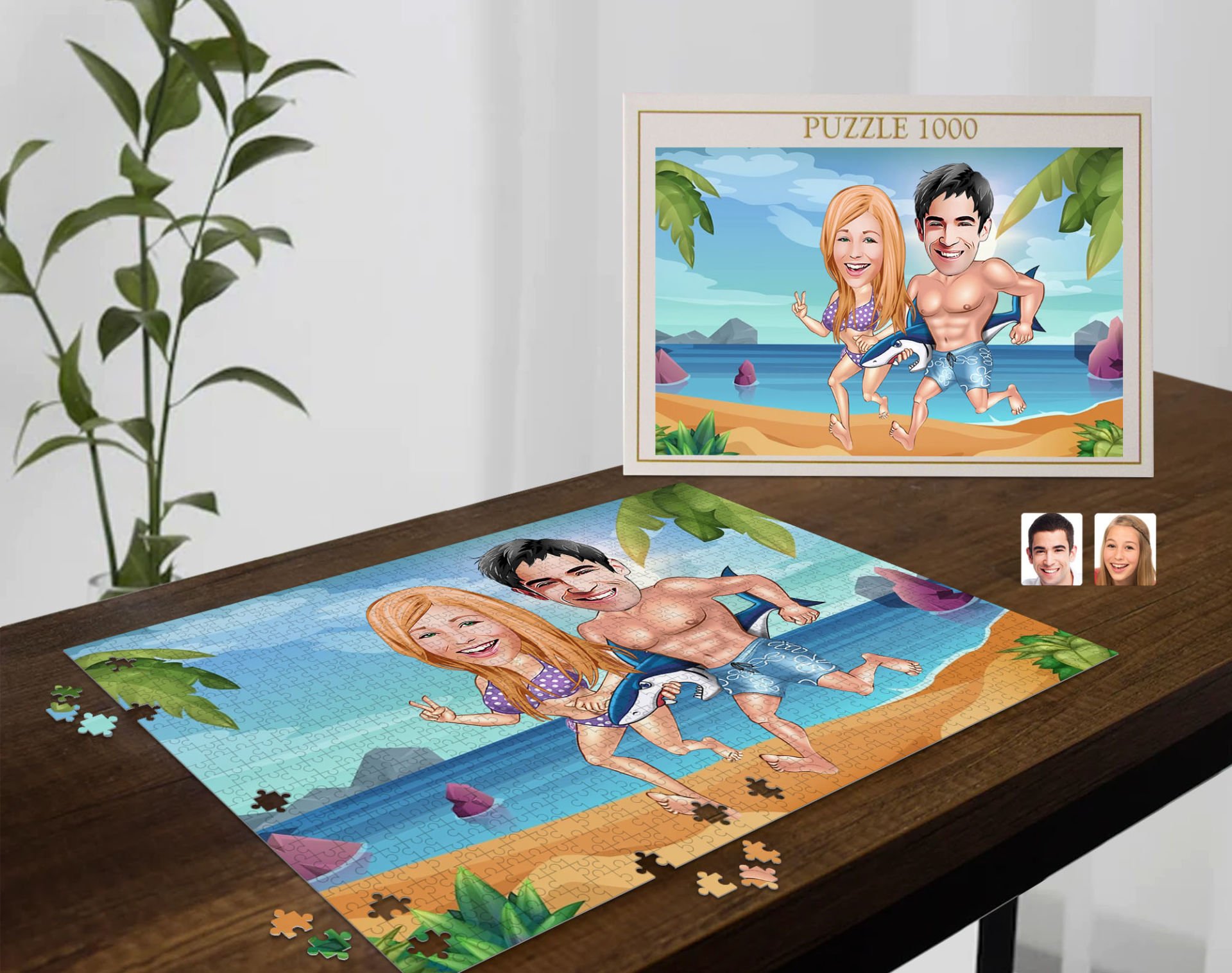 BK Gift Kişiye Özel Sevgililer Karikatürlü 1000 Parça Profesyonel Puzzle-6
