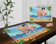 BK Gift Kişiye Özel Sevgililer Karikatürlü 1000 Parça Profesyonel Puzzle-6