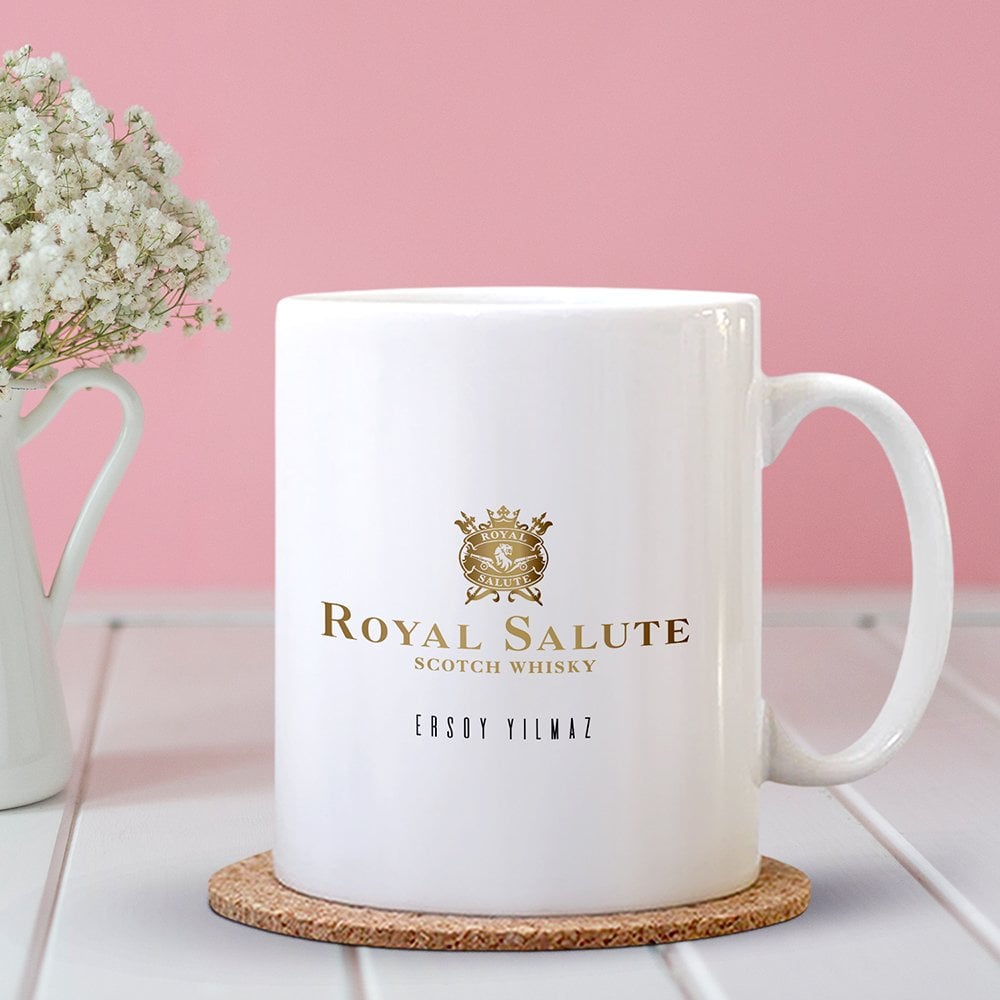 Kişiye Özel Royal Salute Whisky Beyaz Kupa Bardak