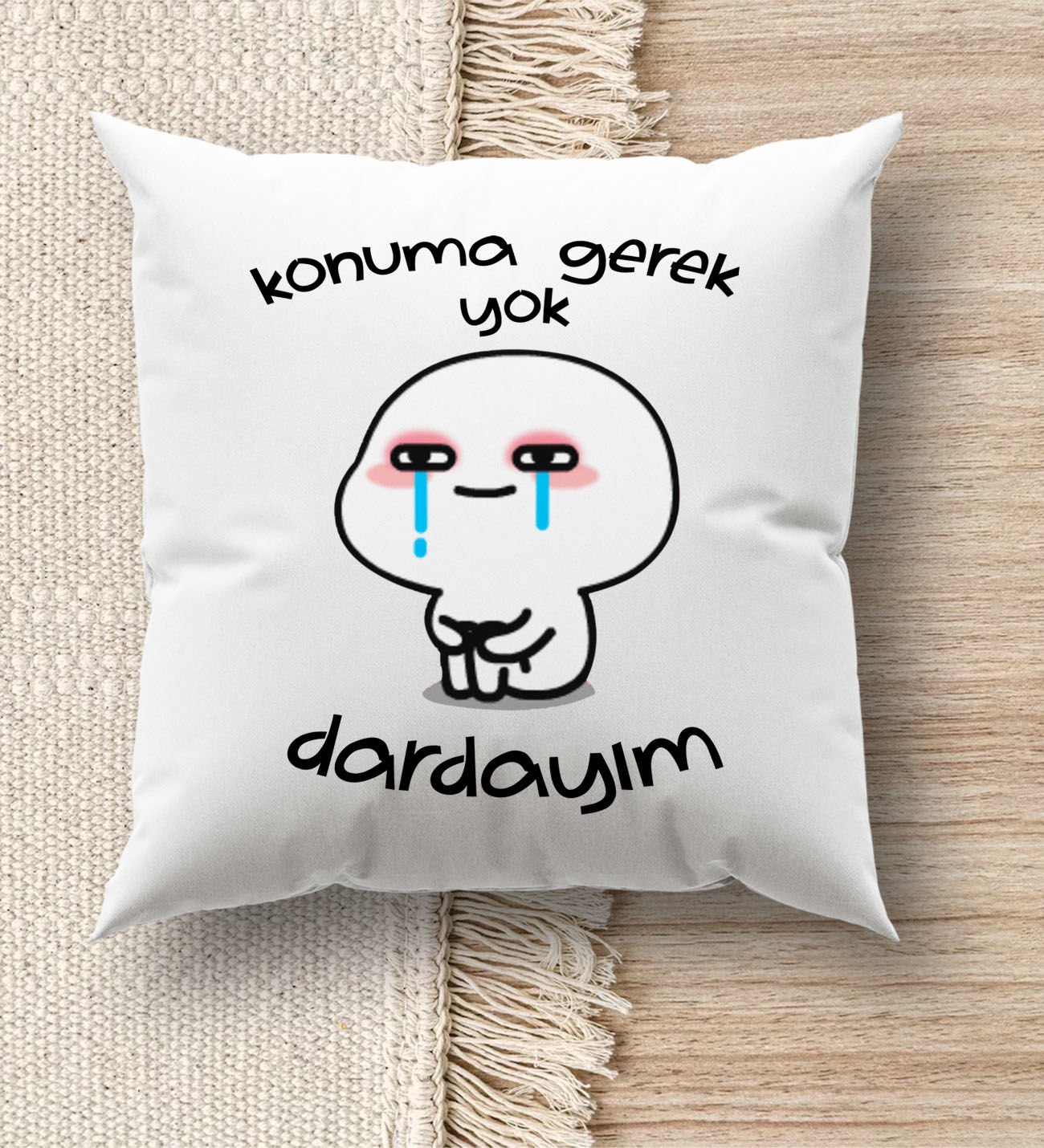 BK Gift Esprili Beyaz Kırlent Yastık, Ev Hediyesi, Ev Dekorasyonu, Dekoratif Hediye-7