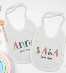 BK Kids Kişiye Özel Anne ve Baba Tasarımlı 2’li Beyaz Mama Önlüğü-4
