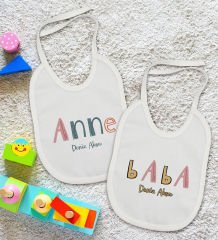 BK Kids Kişiye Özel Anne ve Baba Tasarımlı 2’li Beyaz Mama Önlüğü-4
