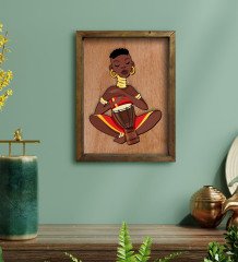 BK Home African Woman Tasarımlı Doğal Masif Ahşap Çerçeveli Tablo-4