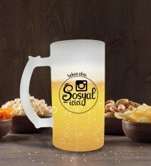 Kişiye Özel Sosyal İçici Tasarımlı Buzlu Cam Bira Bardağı 50cl-4