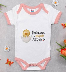 BK Kids Halasının Minik Kuşu Tasarımlı Pembe Bebek Body Zıbın-1