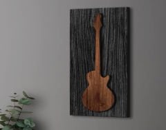 BK Gift Kabartma Gitar Tasarımlı Siyah(Ebony) Ahşap Tabela, Home Bar Tabela, Rustik Ev Dekorasyonu, Duvar Dekoru-2