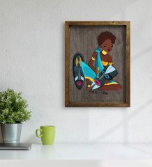 BK Home African Woman Tasarımlı Doğal Masif Ahşap Çerçeveli Tablo-5