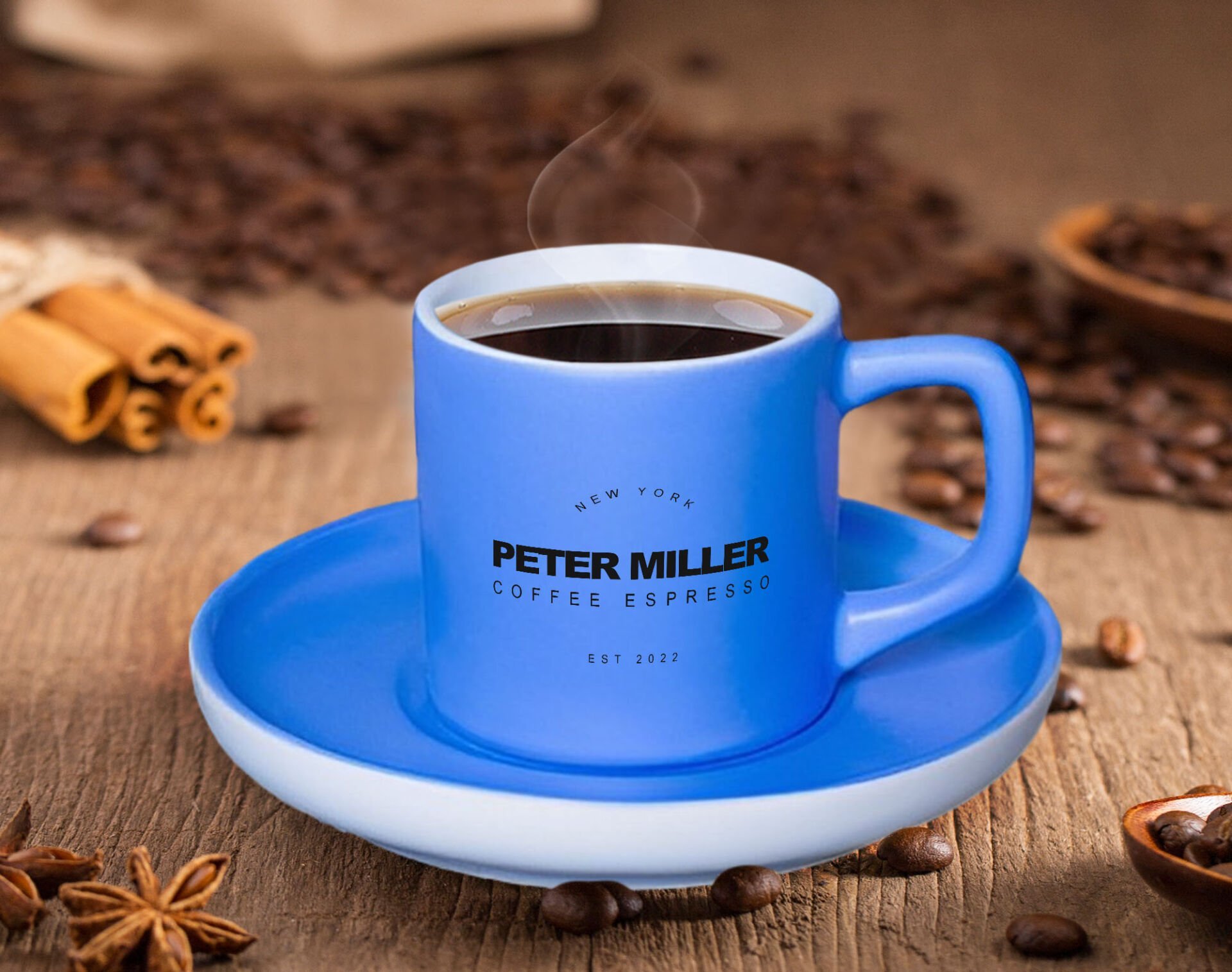 BK Gift Kişiye Özel Tarihli İsimli Mat Mavi Renk Türk Kahvesi Fincanı-5 Renkli Türk Kahvesi Fincanı, Arkadaşa Hediye, Anneye Hediye, Kahve Fincanı