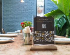 BK Gift Restoran & Cafe & Barlara Özel Ahşap Standlı Pleksi QR Kod Menü, Cafe&Bar için QR kodlu Tabela, QR kodlu Masa Dekoru - 10 ADET-11