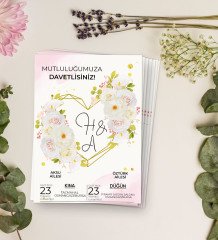 Kişiye Özel İsimli Düğün Davetiyesi Model 23 (100Adet)