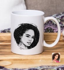 BK Gift Kişiye Özel Karakalem Beyaz Kupa Bardak, Karakalem Kupa, Arkadaşa Hediye, Sevgiliye Hediye-2