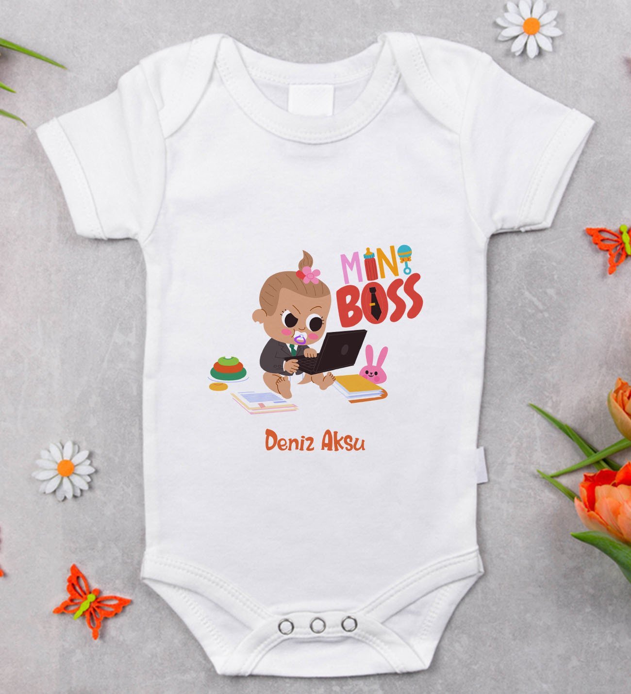 BK Kids İsimli Mini Boss Tasarımlı Bebek Body Zıbın - Model 1 9-12 Ay