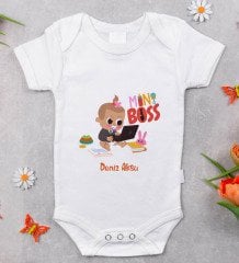 BK Kids İsimli Mini Boss Tasarımlı Bebek Body Zıbın - Model 1 9-12 Ay