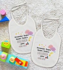 BK Kids Kişiye Özel Anneanne ve Babaanne Tasarımlı 2’li Beyaz Mama Önlüğü-1