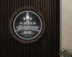 BK Gift Kişiye Özel Led Işıklı Yuvarlak Bar Tabelası, Işıklı Tabela, Bar Dekorasyonu, Duvar Dekoru, Home Bar Tabela-33