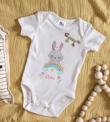 BK Kids Kişiye Özel İsimli Beyaz Bebek Body Zıbın ve Kız Bebek İğnesi Hediye Seti-16