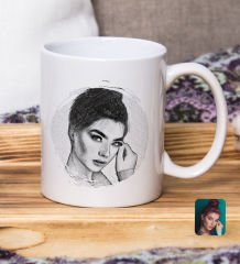 BK Gift Kişiye Özel Karakalem Beyaz Kupa Bardak, Karakalem Kupa, Arkadaşa Hediye, Sevgiliye Hediye-3