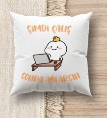 BK Gift Esprili Beyaz Kırlent Yastık, Ev Hediyesi, Ev Dekorasyonu, Dekoratif Hediye-10