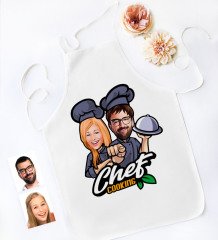 Kişiye Özel Bay ve Bayan Chef Karikatürlü Mutfak Önlüğü-1