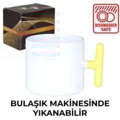 Sublimasyon Porselen T Sarı Kulplu Kupa - Kutulu