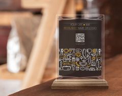 BK Gift Restoran & Cafe & Barlara Özel Ahşap Standlı Pleksi QR Kod Menü, Cafe&Bar için QR kodlu Tabela, QR kodlu Masa Dekoru-11