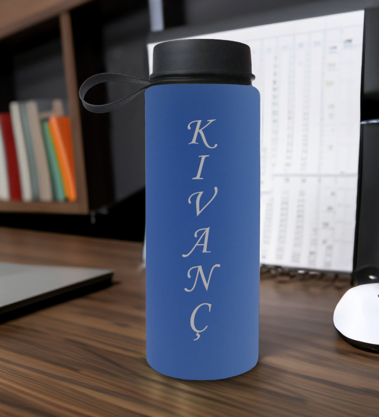 BK Gift Kişiye Özel İsimli Mavi Renkli Cam Matara 500ml, Sevgiliye, Arkadaşa Hediye, İsimli Cam Matara, Ofis Hediyesi