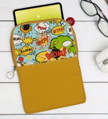 BK Gift Pop Art Tasarımlı Taşınabilir Koruyucu Tablet Kılıfı & Organizer Çanta - Sarı-3