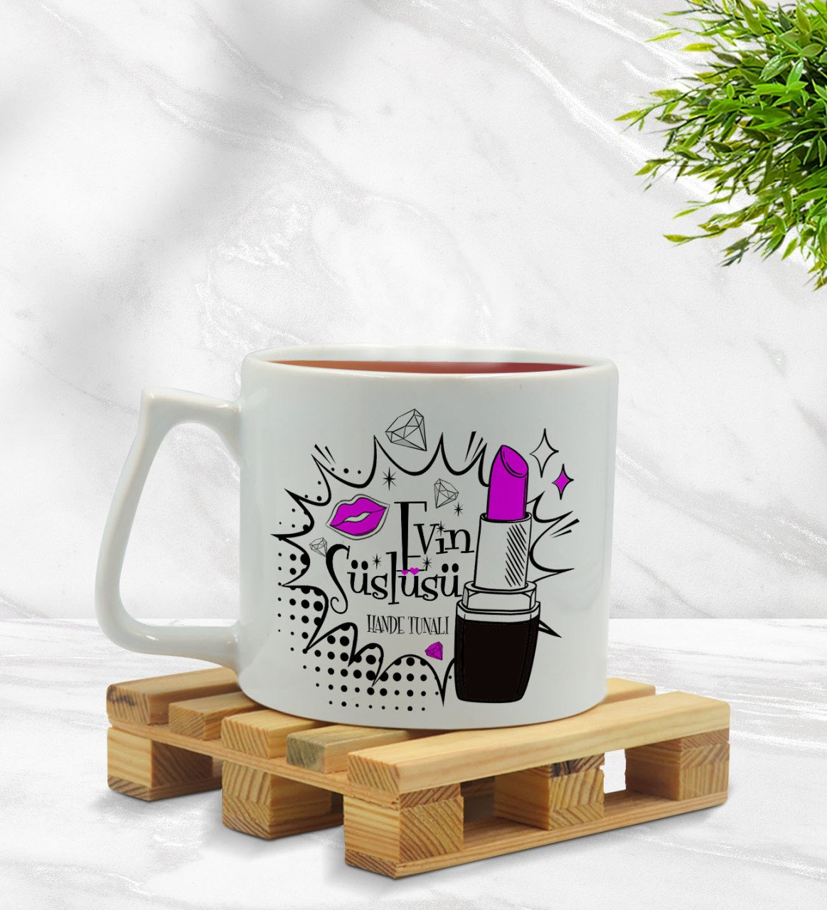 Kişiye Özel Evin Süslüsü Tasarımlı Middle Beyaz Kupa Bardak Model 3