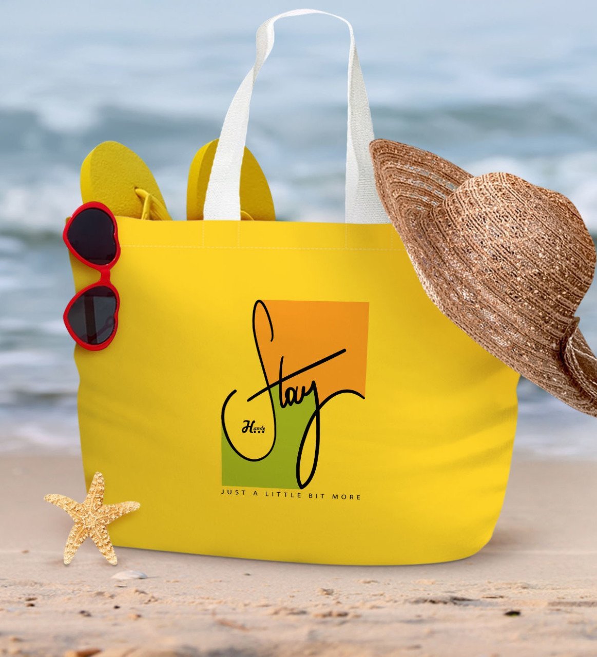 Kişiye Özel Sarı Fermuarlı Plaj Çantası - 10