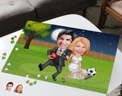 BK Gift Kişiye Özel Sevgililer Karikatürlü 1000 Parça Profesyonel Puzzle-12