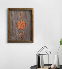 BK Home Ay Tasarımlı Doğal Masif Ahşap Çerçeveli Tablo-1